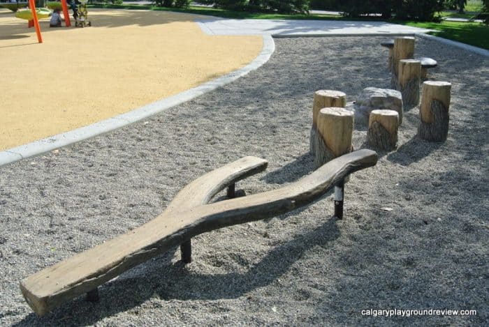 Natural playground equipment at Currie Barracks Airport Playground