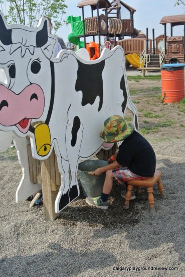 Wooden milking cow