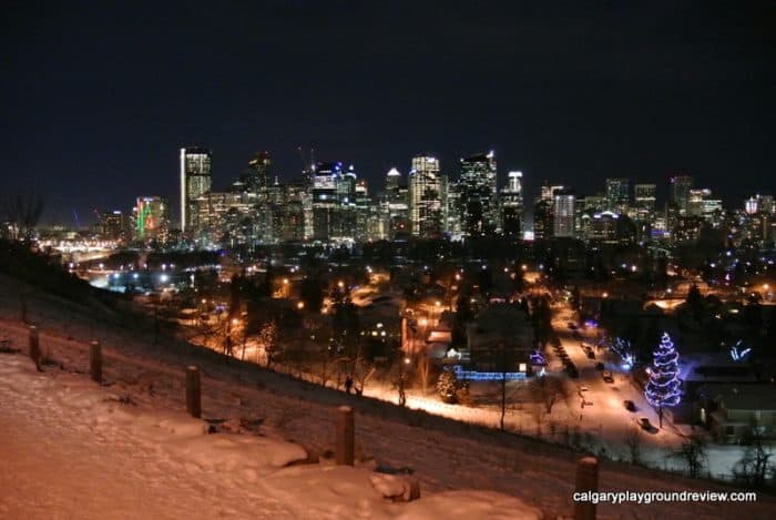 Crescent Road in Calgary at Christmastime