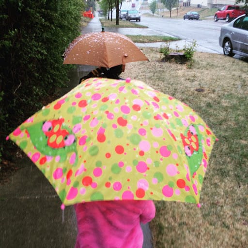 Kids walking in the Calgary Rain -Things to do in Calgary on a Rainy Day