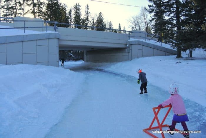 River skating path from the lagoon - Bowness Park Skating 