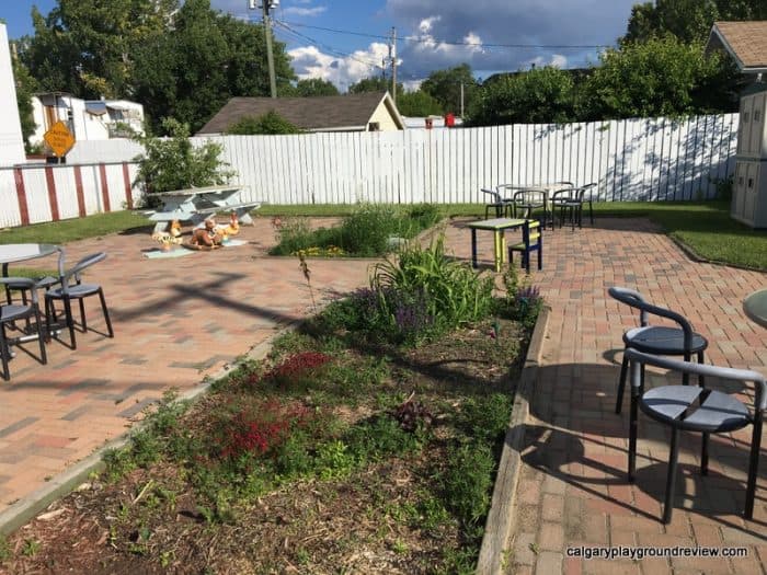 Outdoor seating area at Asteroid restaurant