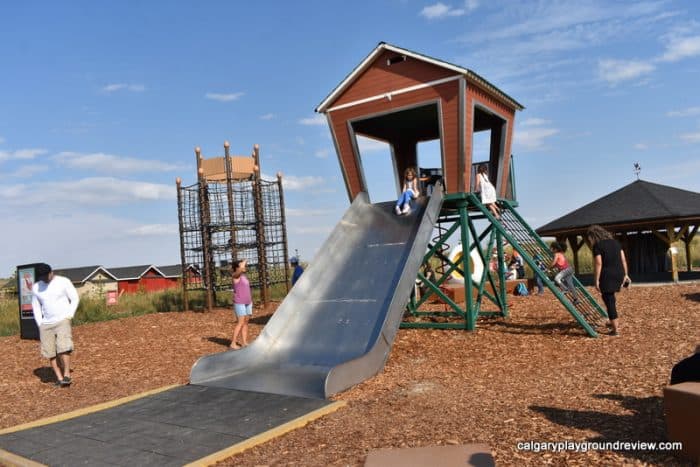 Playground with wide slide