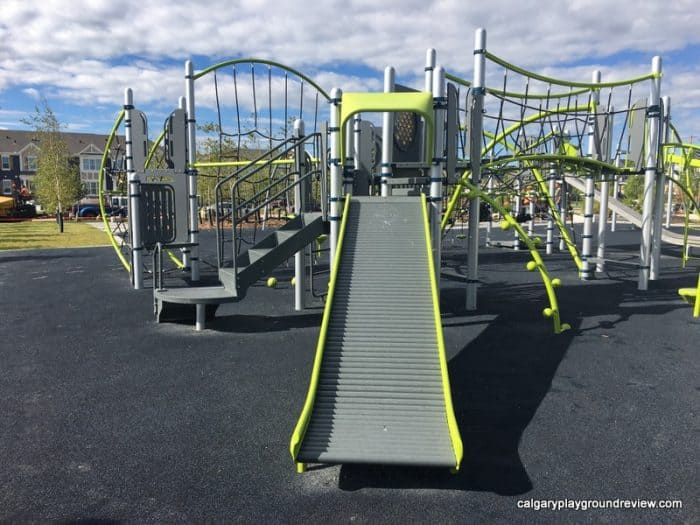 Carrington Playground with zipline and roller slide - Calgary's best playgrounds 2019