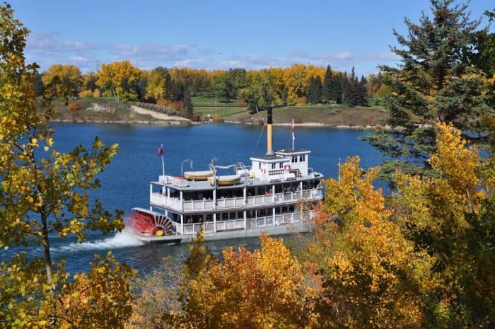 SS Moyie at Heritage Park in the fall - Calgary Parks with Great Fall Leaves