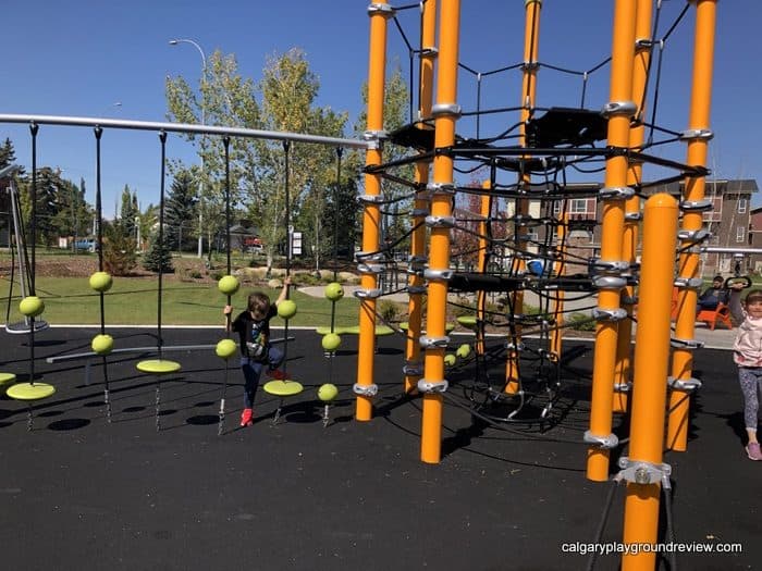 Playground features at Harvest Park - Calgary, Alberta