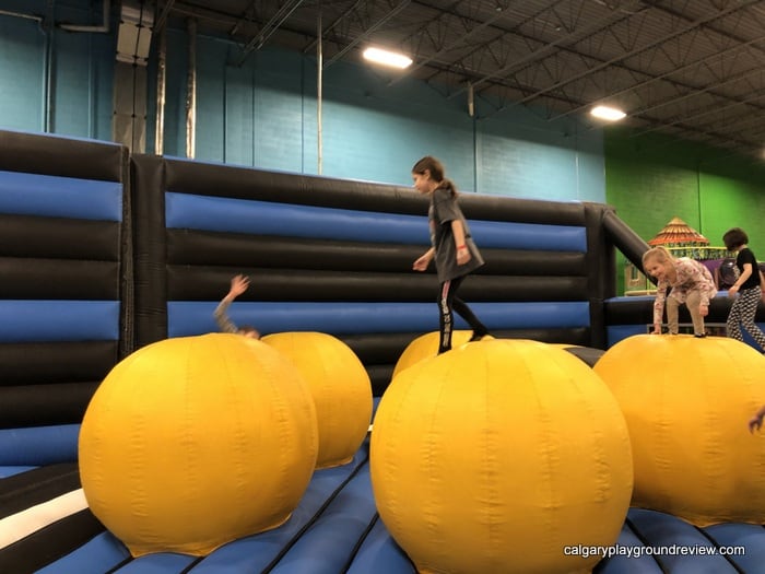 Big balancing balls at the inflatable play area