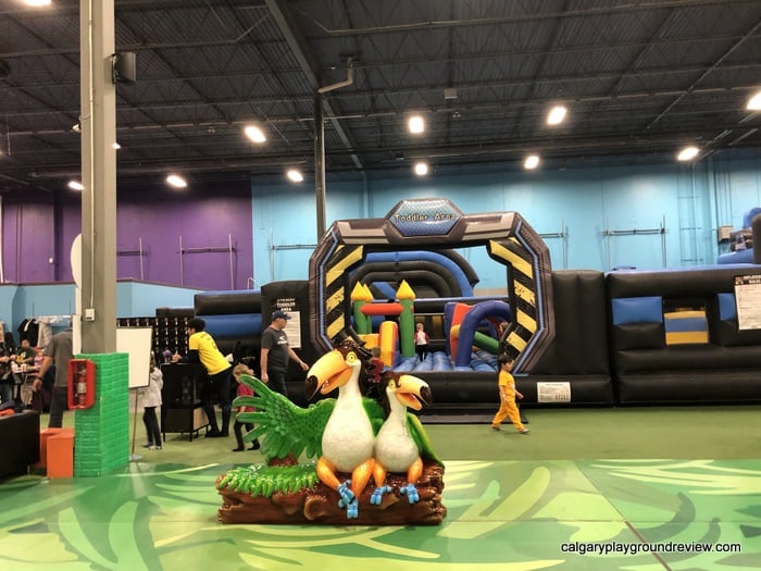 Outside of the toddler area of the inflatable play area