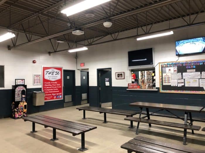 Lobby at the Thorncliffe Greenview Arena - view of the skate shop