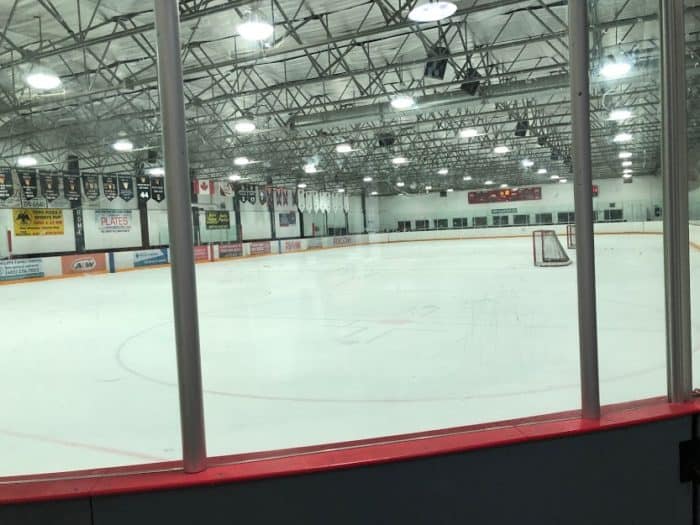 View down the ice at the Thorncliffe Greeniew Arena