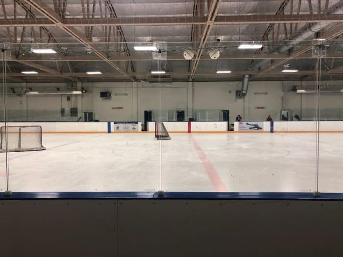 Rose Kohn Arena - view across the ice Home and Away Benches