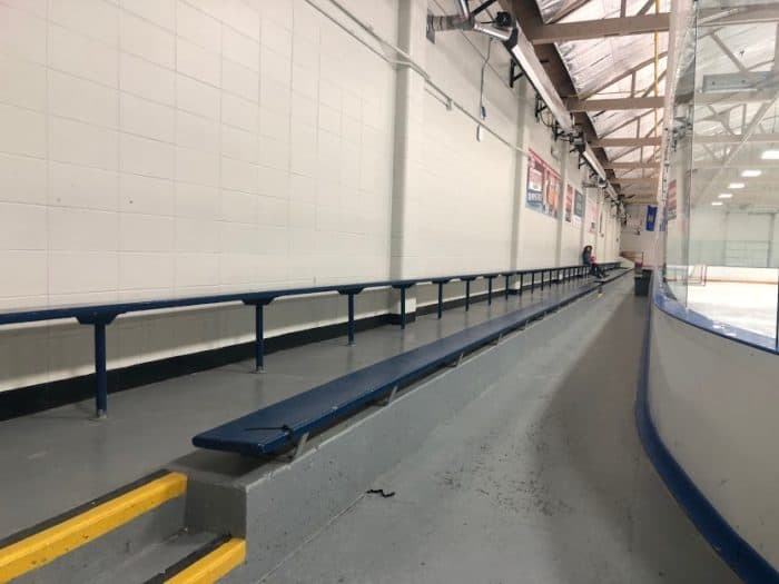 long viewing benches at Rose Kohn Arena